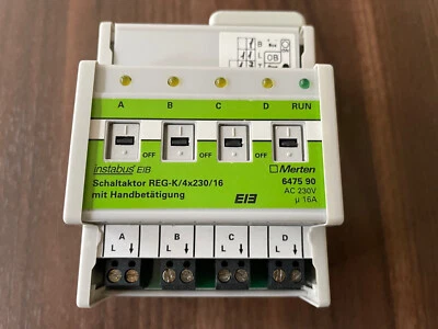 Merten Instabus EIB-Schaltaktor 4-fach mit Handbetätigung 647590 REG-K/4x230V/16 - Bild 1 von 3