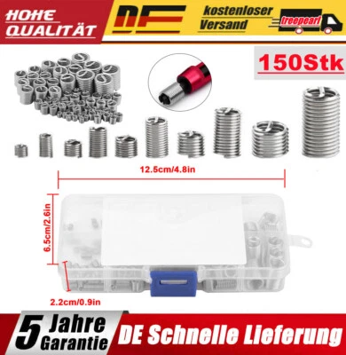 150Stk Gewindeeinsatz Edelstahl Helicoil M3 M4 M5 M6 /M8 Gewinde Reparatur/Satz - Bild 1 von 4