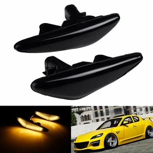 2x Black Amber LED Turn Signal Side Marker Lights Lamp For 2009-2012 Mazda RX-8 - Foto 1 di 19