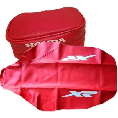 Funda de asiento y bolsa de guardabarros roja Honda XR250R XR 250 2001 | Cuero sintético duradero Foto 1 de 4