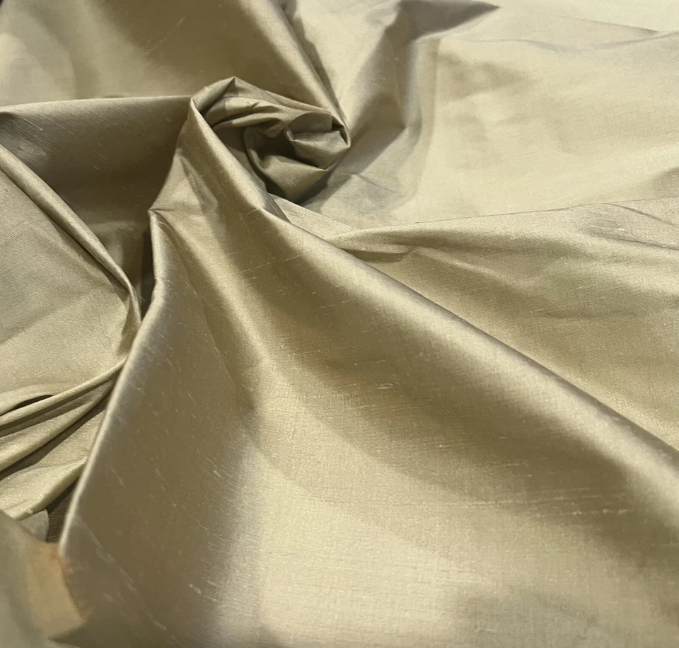 Green Brown Iridescent 100% silk dupioni fabric 54” wide Sold By The Yard - Image 1 of 1