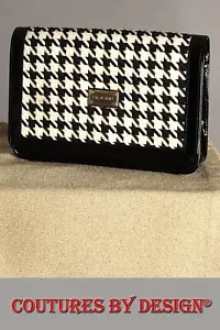 St John Knits schwarz & weiß Hundezahn faltbare Clutch Tasche neu mit Etikett UVP $ 500 - Bild 1 von 4