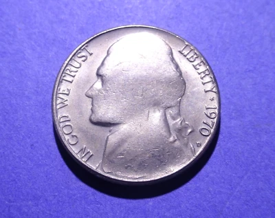 1970-D Jefferson Nickel  Grease Filled Obverse Die - Image 1 of 2
