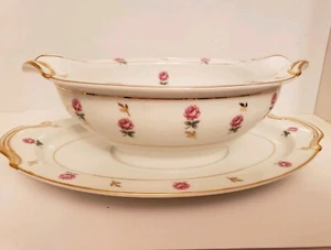 Vintage Noritake China Rosalie Sauciere mit angesetztem Unterteller # 3052 - Bild 1 von 3