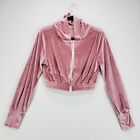 Women's Barbie Pink Cropped Long Sleeve With Hoodie Sweater | Size Large | Good