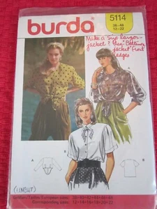 VINTAGE Burda 5114 SEW PATTERN Misses Plus-Size BLOUSE SHIRT TOP SZ 12-22 UC!! - Picture 1 of 2