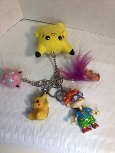 1990s Pokémon Pikachu, Rugrat, Troll Vintage Keychain Lot - Picture 1 of 8