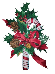 Large Iron On Cloth Patch Christmas Candy Cane Multi-Color New 11 1/2" x 7 1/2" - Picture 1 of 12