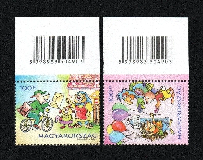 HUNGRÍA 2008 - Cuentos populares/Philavillage/Filafalu VI. Juego de sellos con código de barras. MNH. Foto 1 de 1