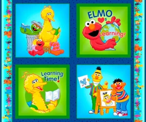 Sesame Street Kids Educational TV Show  36x44" Cotton Pillow Panel Set - Picture 1 of 1