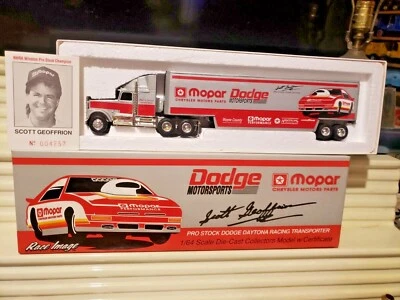 Ertl Race Image 1992 Limited Edn 1/64 SCOTT GEOFFRIAN DODGE MOPAR Transporter NB - Image 1 of 2