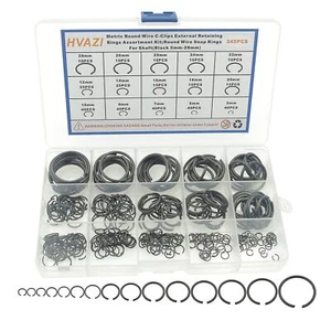 Metrische runde C-Clips Sortiment Kit - 15 Größen für Schaft Sicherungsringe - Bild 1 von 7