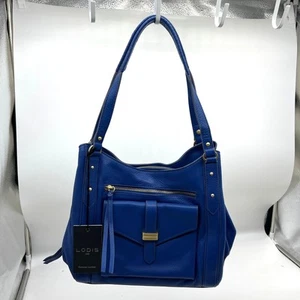 LODIS Womens Purse Texas Leather Madison Tote Cobalt Blue - Picture 1 of 16