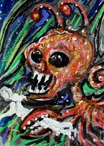 ACEO Original Painting Child NIGHTMARES Subconscious Dream Soul Night Sleep ART - Afbeelding 1 van 1