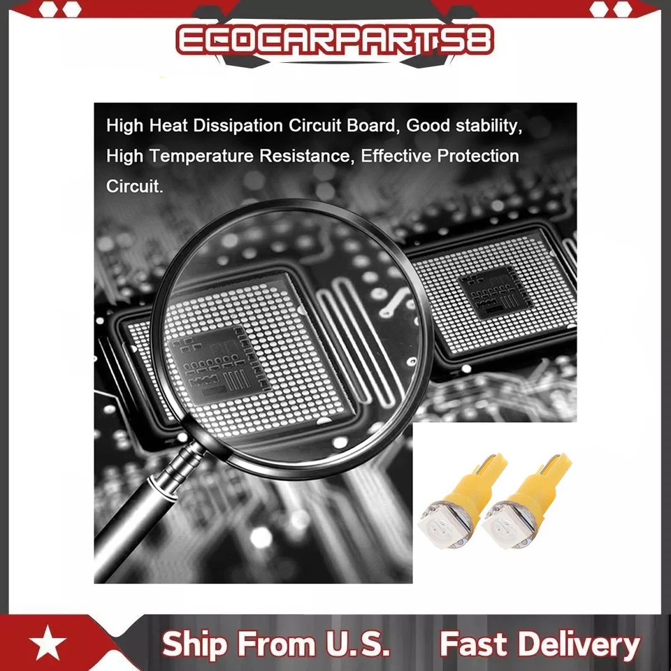 4Pcs Amber/Yellow 5050 LED T5 17 58 74 Car Interior/Instrument Dash light bulbs Foto 1 de 1