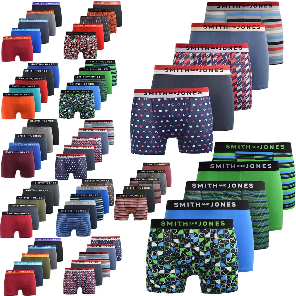 SMITH AND JONES Smith & Jones 5 Pack Boxers Mens Trunks Designer Underwear Boxers Shorts Set