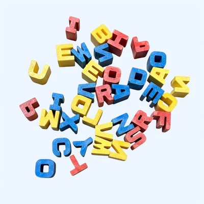 1971 Vintage Mattel 3D Tuff Stuff ABC Blocks 45 Letters Red Yellow Blue - Image 1 of 4