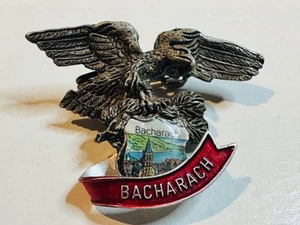 Vintage Bacharach Germany Mainz Bingen Rhineland Palatinate Pin Button 3D Eagle - Picture 1 of 3