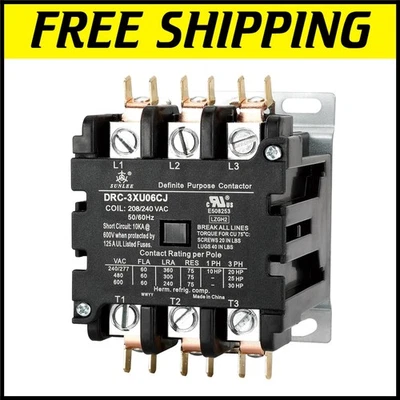 UL Listed 60 Amp 3 Pole DP Contactor for 220V HVAC Systems - A2L Compliant - Image 1 of 4