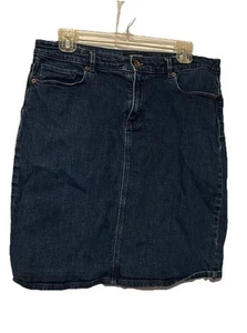 Lands' End Women's Petite Dark 5 Pocket Denim Stretch Pencil Skirt Size 14 - Picture 1 of 7