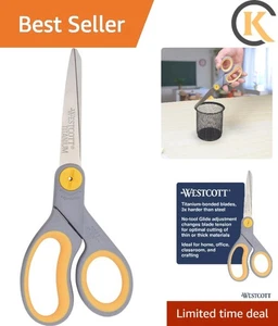 8-Inch Titanium-Bonded Scissors with Adjustable Glide Feature for Office and ... - Picture 1 of 10