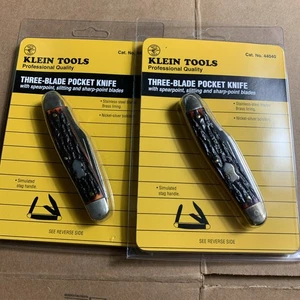 Vintage 1990 Klein Tools Chicago Stainless 3 Blade 44040 Stockman Knife 2 Units - Picture 1 of 11