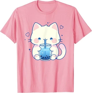 Camiseta Kawaii Cat Boba Japonesa Linda Estética Anime Niñas Adolescentes - Imagen 1 de 4