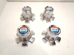 1968-1984 JEEP SJ J10 J20 GRAND WAGONEER CHROME 6 LUG WHEEL CENTER CAPS ORIG SET - Bild 1 von 6
