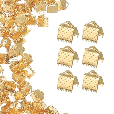 200 piezas de abrazadera de prensado de cinta de 8 mm extremos marcador pellizcar cordones cierres de extremo, oro claro Foto 1 de 4