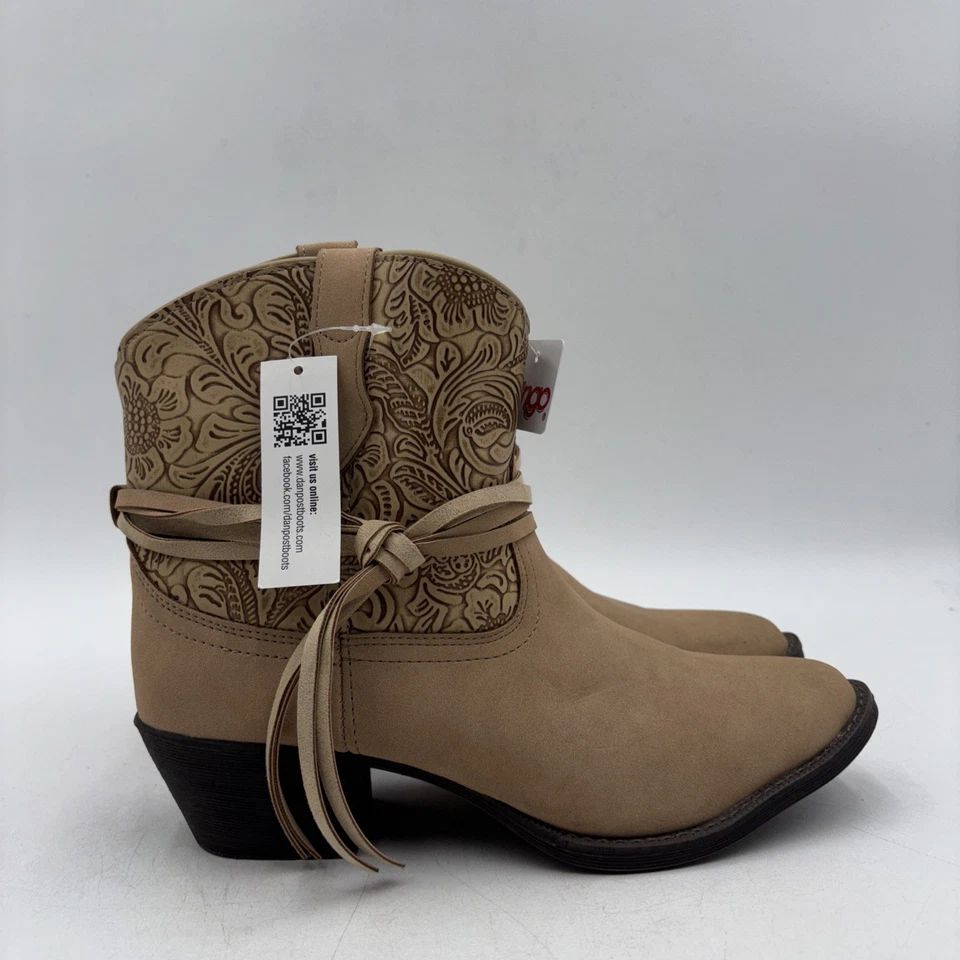 Dingo VALERIE Taupe Floral Tooled Knotted Pull On Western Boots Women’s 7.5 M - Image 1 of 4