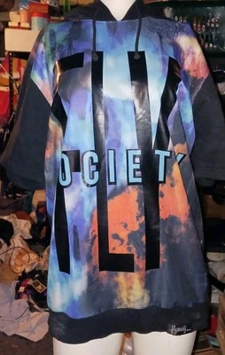 Sudadera Pullover Negra con Capucha Flysociety Mangas Cortas GRANDE Foto 1 de 4