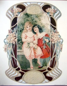 impresión de arte ~ AMIGOS ~ Niñas victorianas novias decoración borde floral de colección repetición 11x14 - Imagen 1 de 1