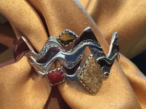 Brazalete puño de jaspe de plata esterlina 925 Carolyn Pollack Relios - Imagen 1 de 10
