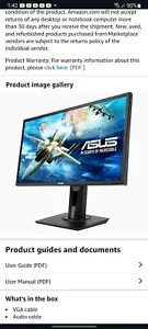 BARELY EVER USED ASUS VG245H 24" Full HD TN LCD Widescreen Gaming Monitor - Picture 1 of 18