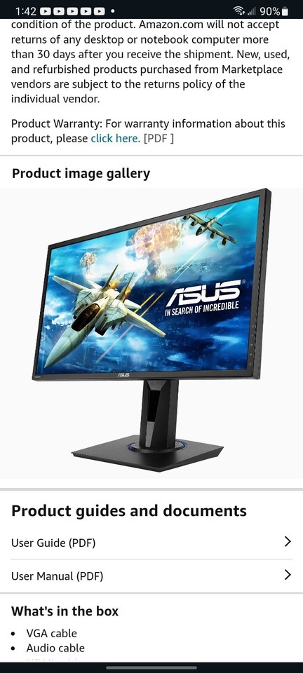 BARELY EVER USED ASUS VG245H 24 BARELY EVER USED ASUS VG245H 24