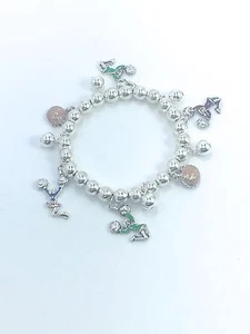 Cheerleader Charm Stretch Bracelet Style 3, Silver Plated - Picture 1 of 4