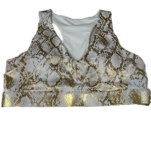 NEW Fabletics Size Large Sports Bra On The Go Midi Copper Foil Snake #1294 - Picture 1 of 5