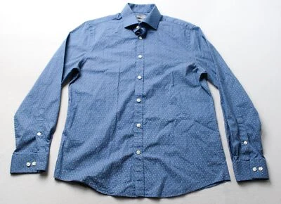 Michael Kors Men's Slim Fit Untucked Length Button-Up Shirt NC3 Blue 15.5/Medium - Image 1 of 3