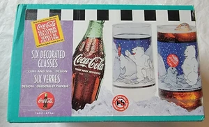 Coca-Cola Glassware Collection 6 Decorated 16 oz Glasses "Cubs & Seal" 1997 NOS - Picture 1 of 5