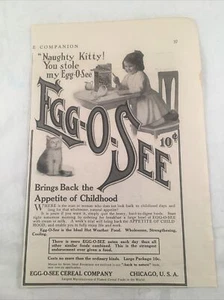 Vtg Egg O See Cereal Naughty Kitty 1907 Print Ad - Picture 1 of 4