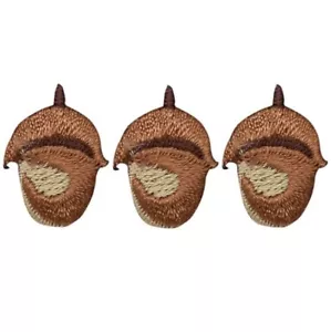 3-Pack Acorn Applique Patch Mini Fall Autumn Nut Embroidered Badge 3/4" Iron On - Picture 1 of 1