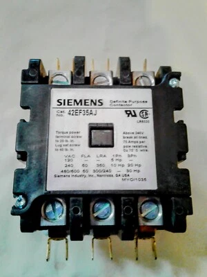 Siemens 42DF35AJ Contactor , 3-Pole, 50 Amp, 24V AC Coil Voltage - Image 1 of 4