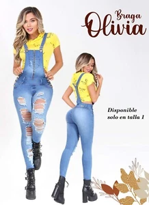 Romper Colombian Jean Buttlift Jumpsuit levantacola Enterizo Mono Push Up OLIVIA - Picture 1 of 1