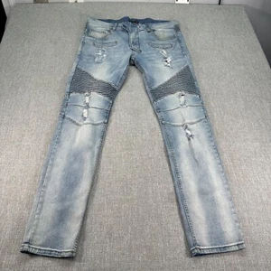 Kayden K Jeans Mens 36x32 Blue Skinny Stretch Distressed Denim Light Wash - Picture 1 of 10