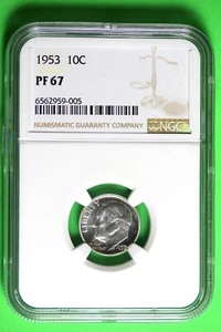 1953 NGC PF67 Roosevelt Dime #B35503 - Picture 1 of 2