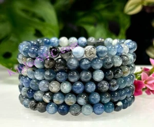 Wholesale 6 Pcs 6mm Natural Blue Kyanite 7.5” Crystal Healing Stretch Bracelet - Picture 1 of 6