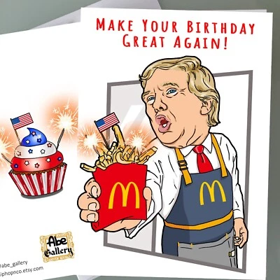 Tarjeta de cumpleaños de Donald Trump Papas fritas Tarjeta de cumpleaños Fan Art Regalo Presidente Foto 1 de 2