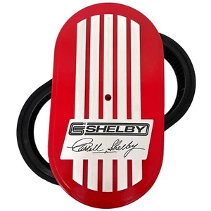 Carroll Shelby 15" Oval Air Cleaner, Raised Billet Top, Style 1 - Red - Foto 1 di 4