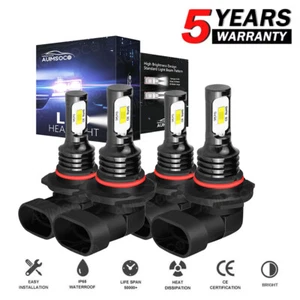 9006 9005 LED Headlight KIT Combo Bulbs 10000K High Low Beam Super Bright White - Picture 1 of 29