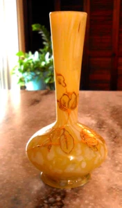 Schöne antike Mosher Splatter Glas Knospen Vase mit Gold vergoldet um 1890-1900 - Bild 1 von 4